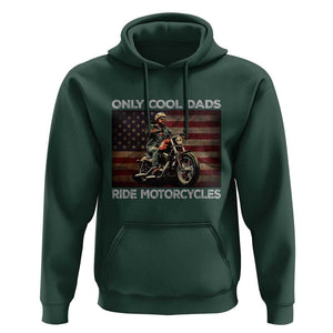 Only Cool Dads Ride Motorcycle Hoodie Vintage USA Flag Father's Day TS11 Dark Forest Green Print Your Wear