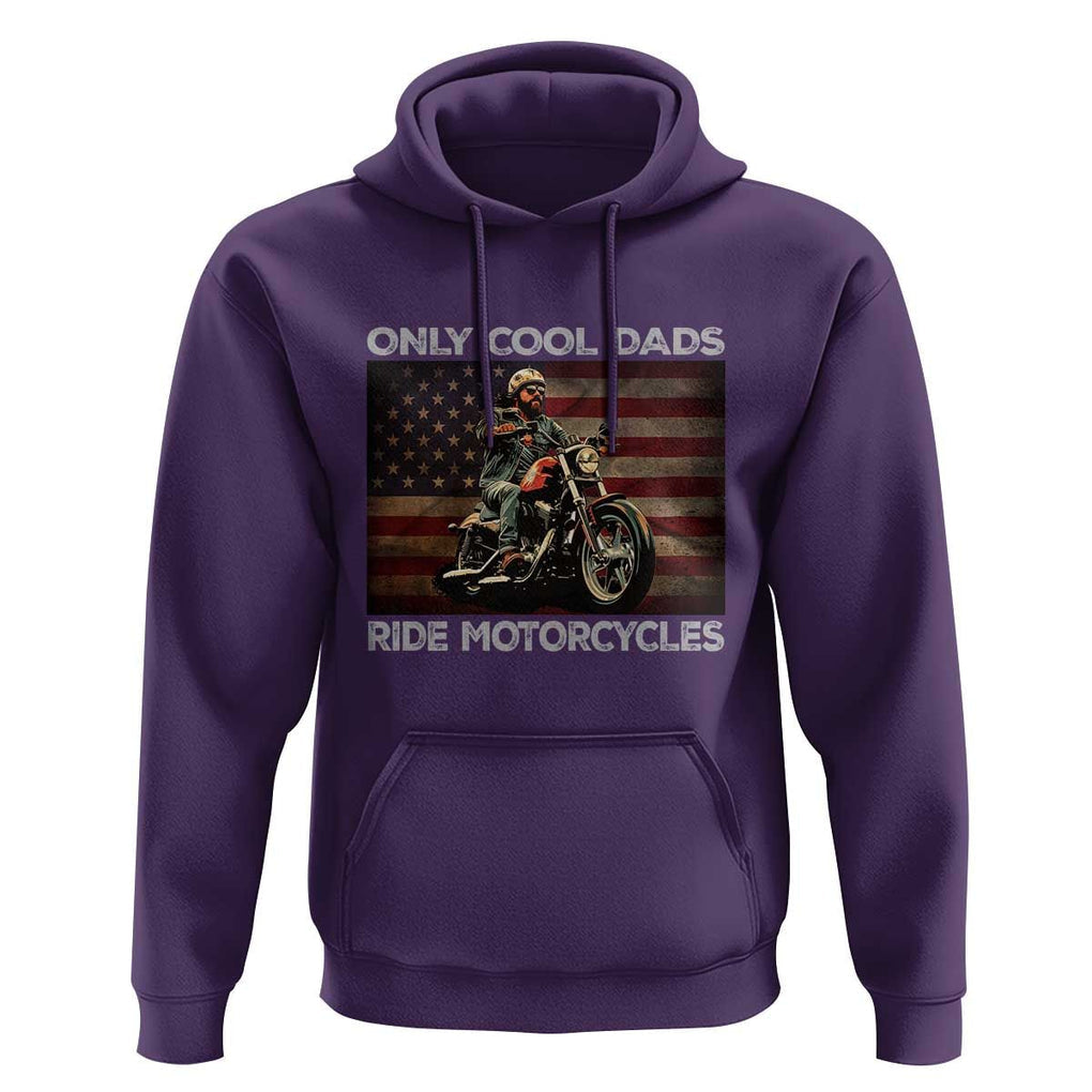 Only Cool Dads Ride Motorcycle Hoodie Vintage USA Flag Father's Day TS11 Purple Print Your Wear