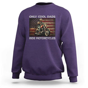 Only Cool Dads Ride Motorcycle Sweatshirt Vintage USA Flag Father's Day TS11 Purple Print Your Wear