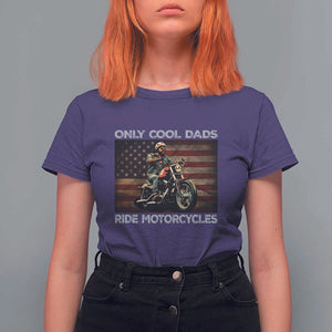 Only Cool Dads Ride Motorcycle T Shirt For Women Vintage USA Flag Father's Day TS11 Purple Print Your Wear