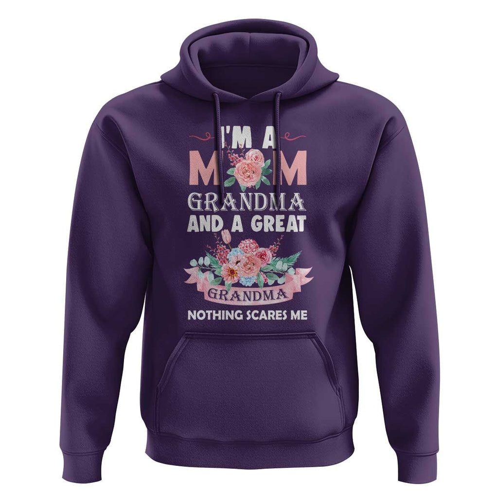 Mother Hoodie I'm A Mom Grandma And A Great Grandma Nothing Scares Me Carnation Flower Mother's Day TS11 Purple Print Your Wear