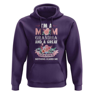 Mother Hoodie I'm A Mom Grandma And A Great Grandma Nothing Scares Me Carnation Flower Mother's Day TS11 Purple Print Your Wear