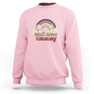 Grandma Sweatshirt Most Loved Grammy Retro Groovy TS11 Light Pink Print Your Wear