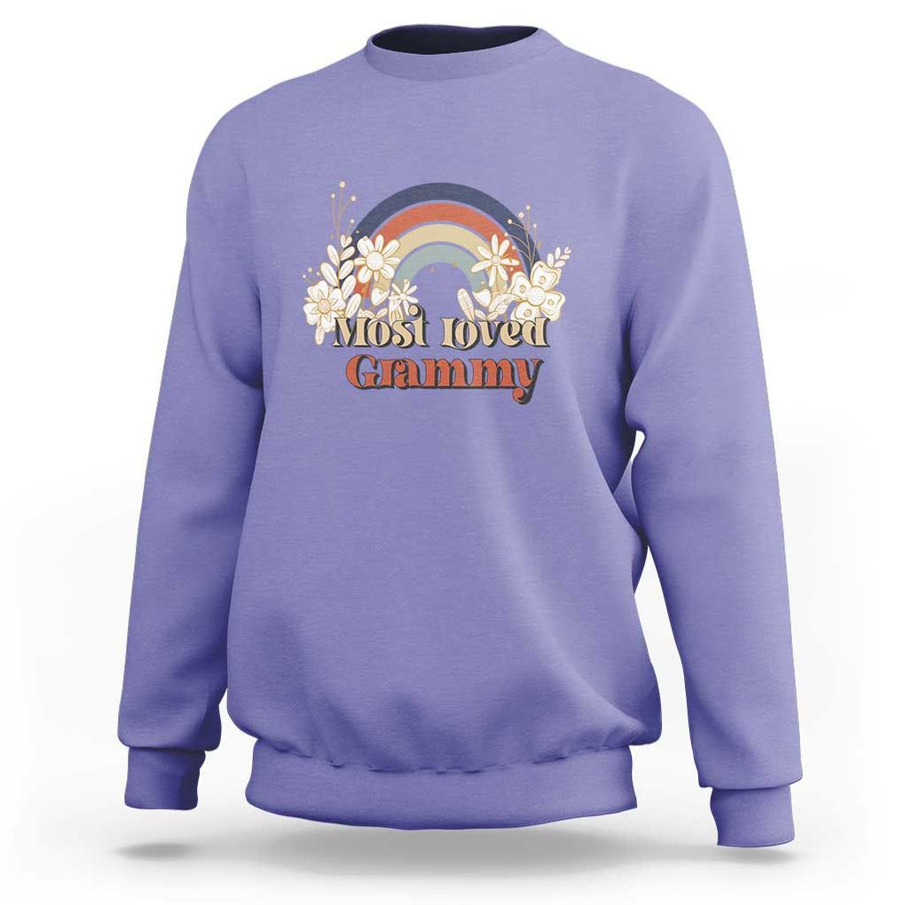 Grandma Sweatshirt Most Loved Grammy Retro Groovy TS11 Violet Print Your Wear