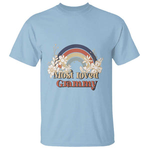 Grandma T Shirt Most Loved Grammy Retro Groovy TS11 Light Blue Print Your Wear