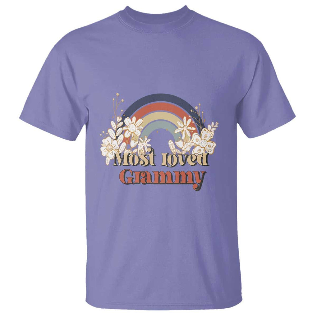Grandma T Shirt Most Loved Grammy Retro Groovy TS11 Violet Print Your Wear