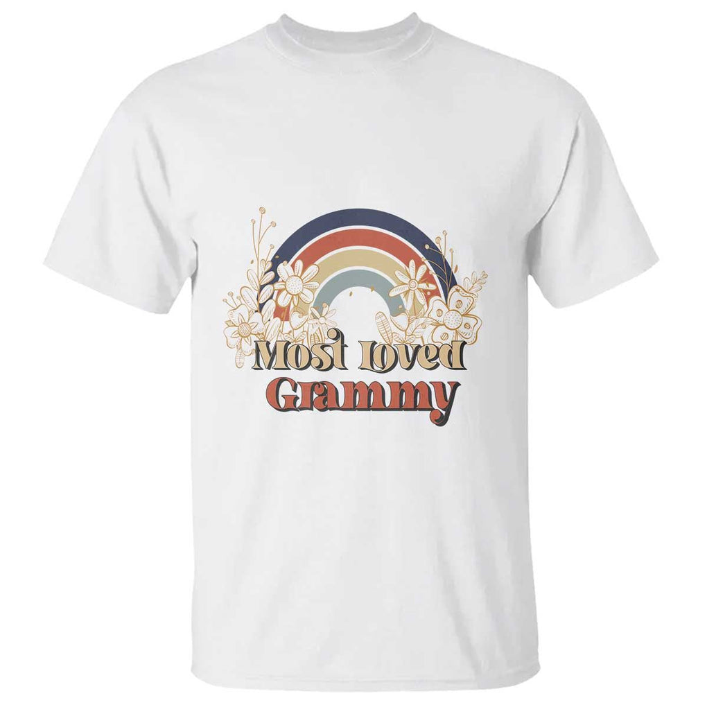 Grandma T Shirt Most Loved Grammy Retro Groovy TS11 White Print Your Wear