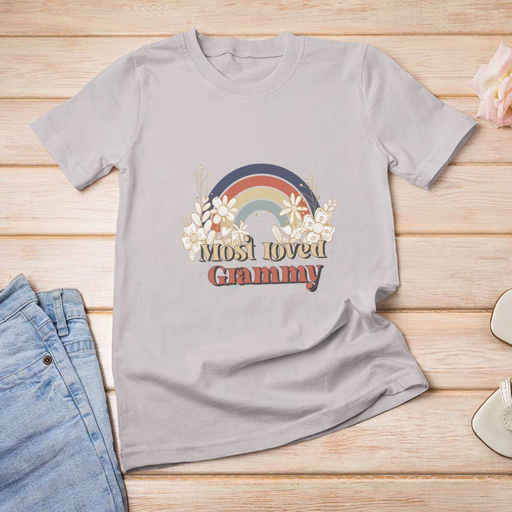 Grandma T Shirt For Women Most Loved Grammy Retro Groovy TS11 Ice Gray Print Your Wear