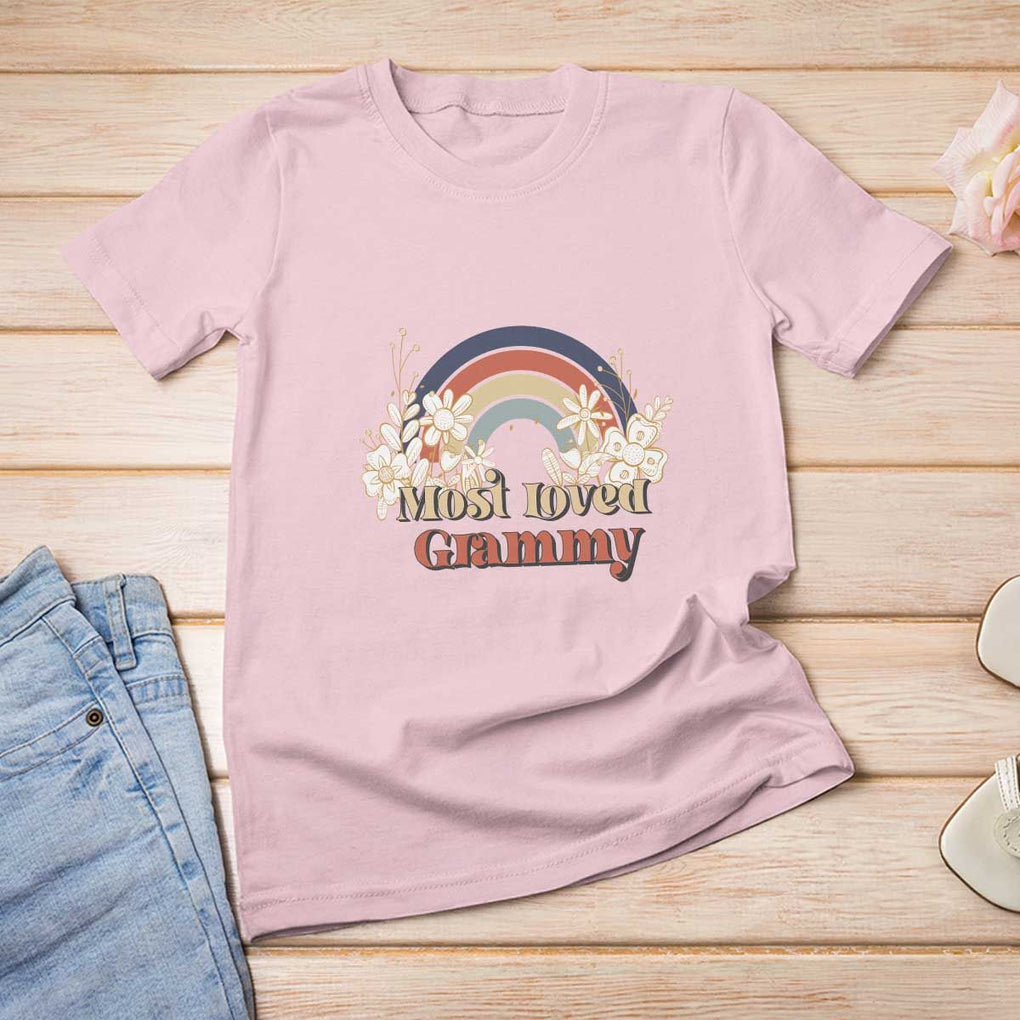 Grandma T Shirt For Women Most Loved Grammy Retro Groovy TS11 Light Pink Print Your Wear