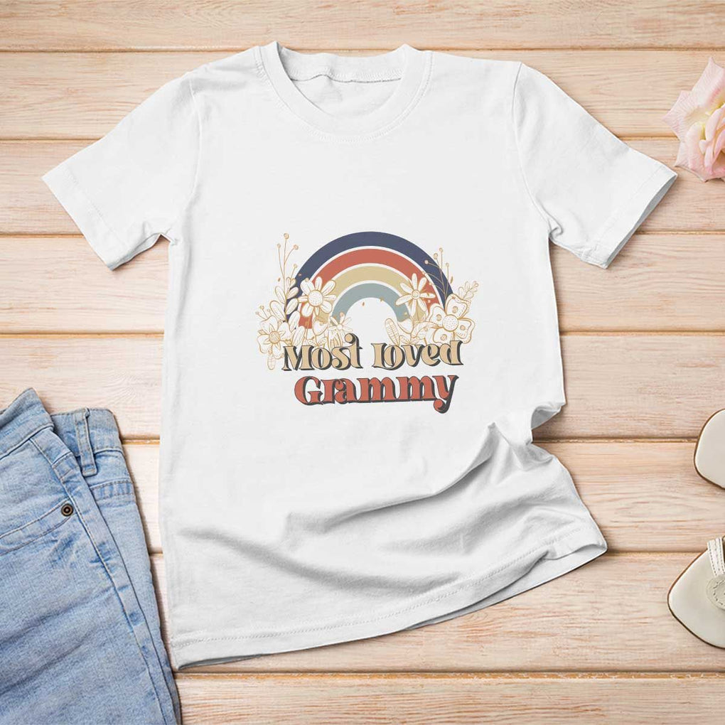 Grandma T Shirt For Women Most Loved Grammy Retro Groovy TS11 White Print Your Wear