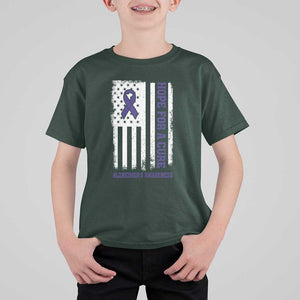 Alzheimer's Awareness T Shirt For Kid Hope For A Cure Alzheimer's Supporter TS11 Dark Forest Green Print Your Wear