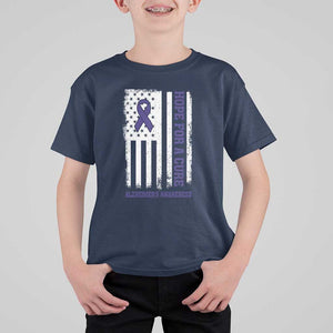 Alzheimer's Awareness T Shirt For Kid Hope For A Cure Alzheimer's Supporter TS11 Navy Print Your Wear