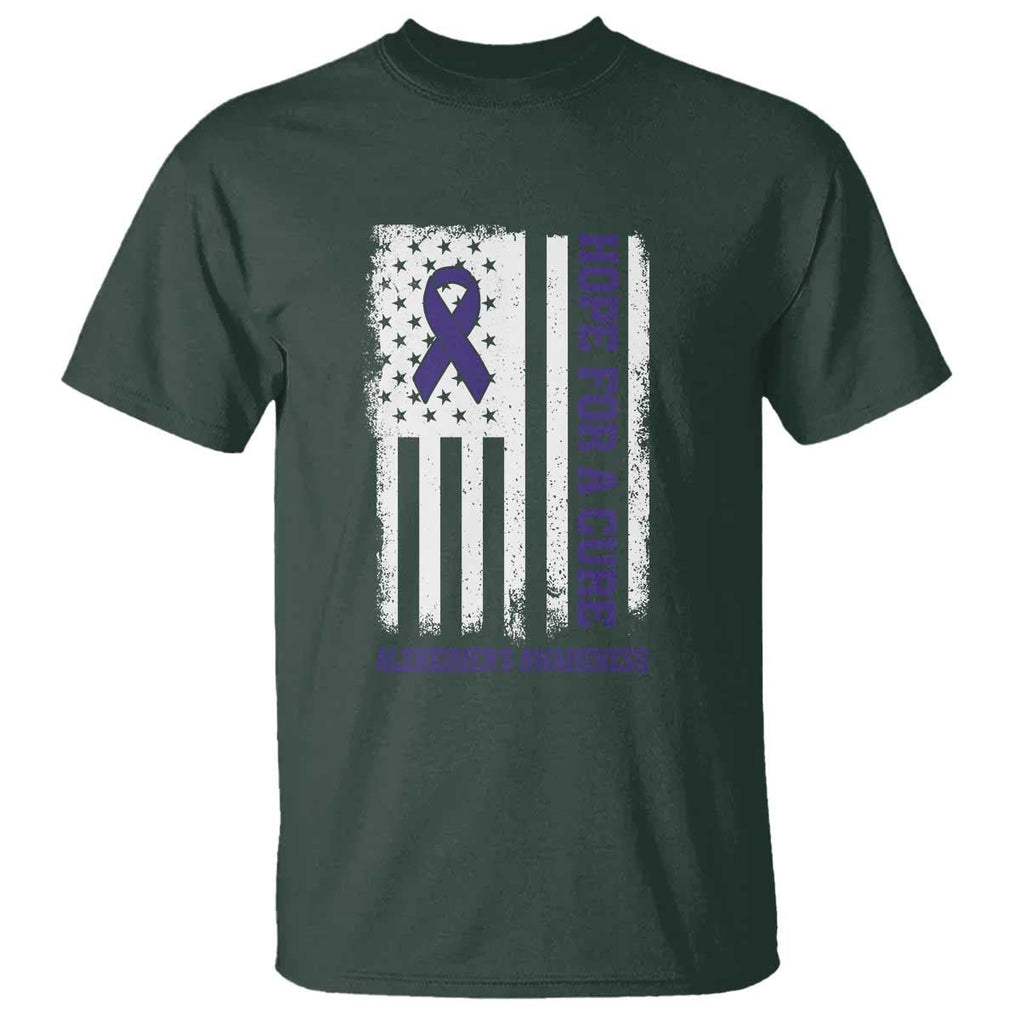 Alzheimer's Awareness T Shirt Hope For A Cure Alzheimer's Supporter TS11 Dark Forest Green Print Your Wear