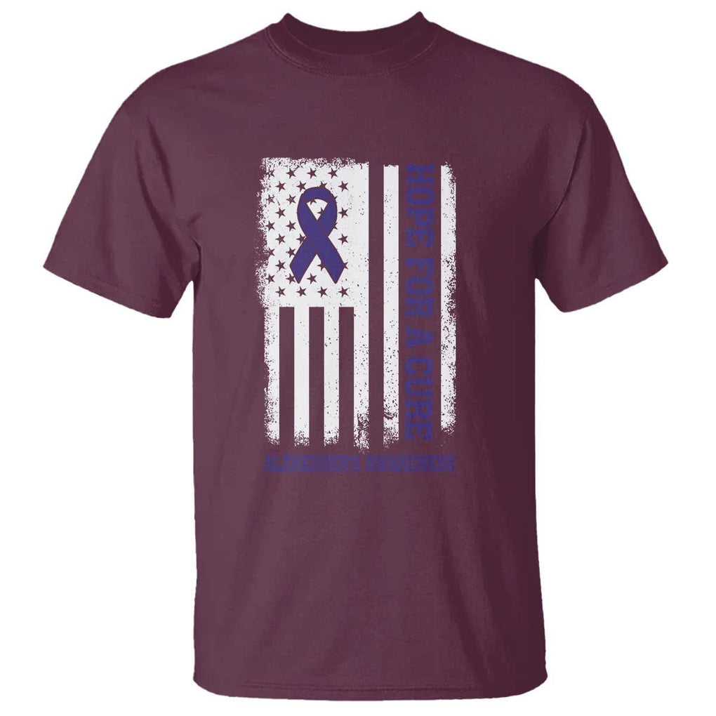 Alzheimer's Awareness T Shirt Hope For A Cure Alzheimer's Supporter TS11 Maroon Print Your Wear