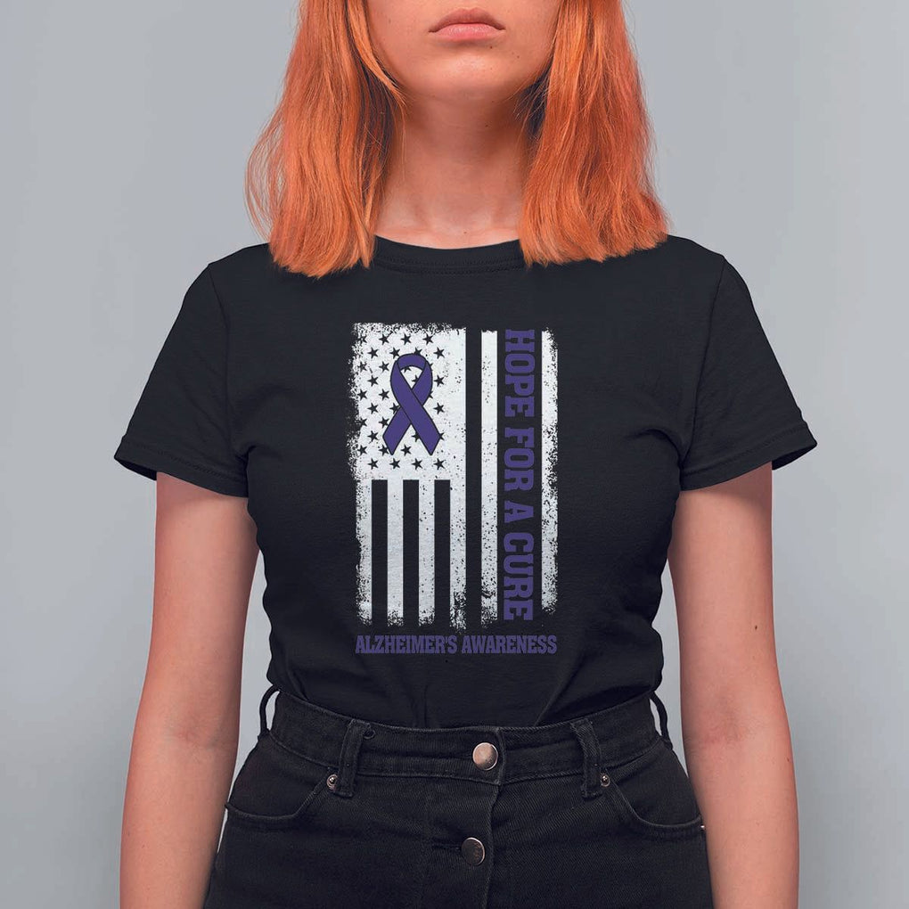 Alzheimer's Awareness T Shirt For Women Hope For A Cure Alzheimer's Supporter TS11 Black Print Your Wear