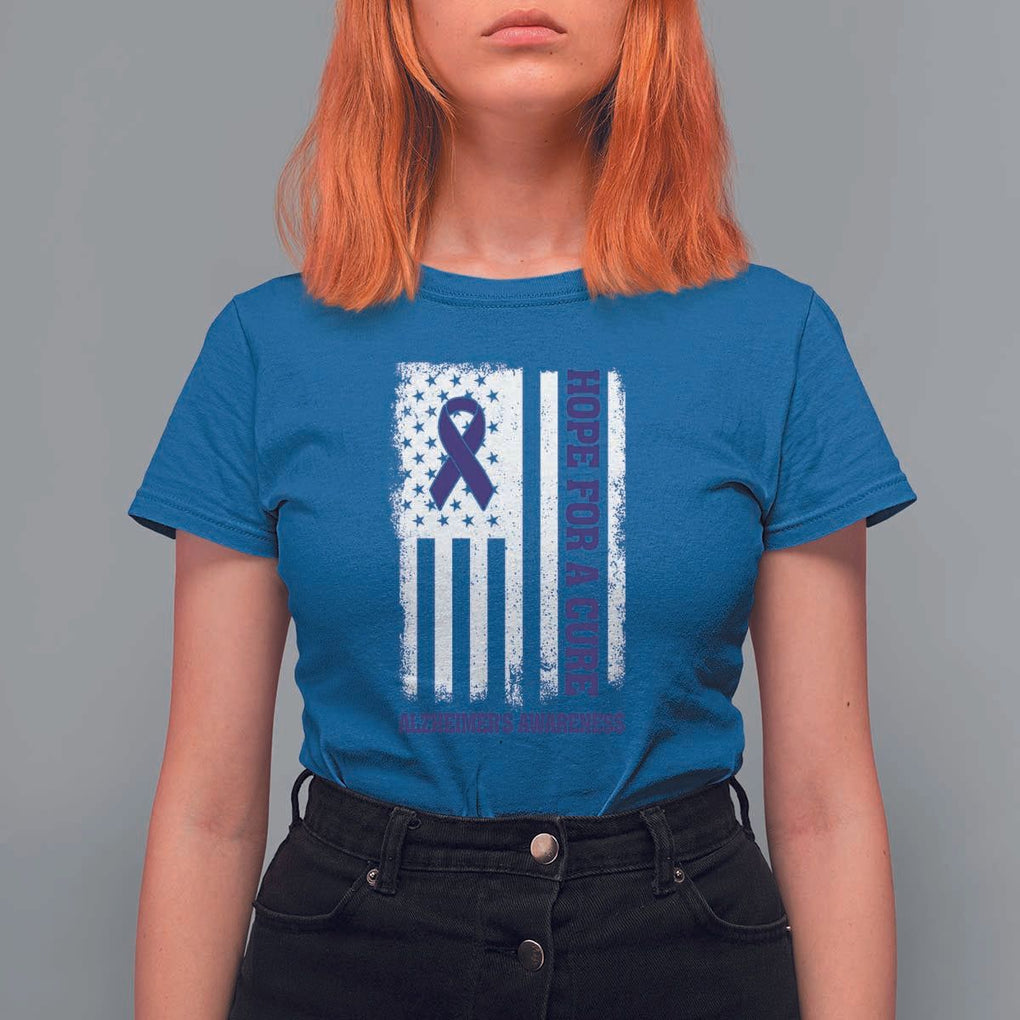 Alzheimer's Awareness T Shirt For Women Hope For A Cure Alzheimer's Supporter TS11 Royal Blue Print Your Wear