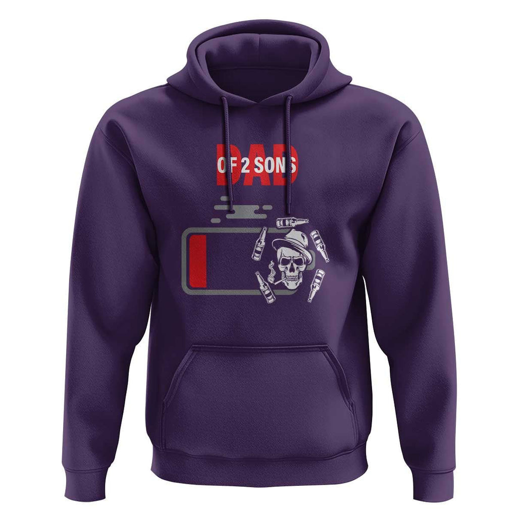 Dad Of Two Sons Hoodie Dad Of Two Sons Funny Skeleton Low Battery Father's Day TS11 Purple Print Your Wear
