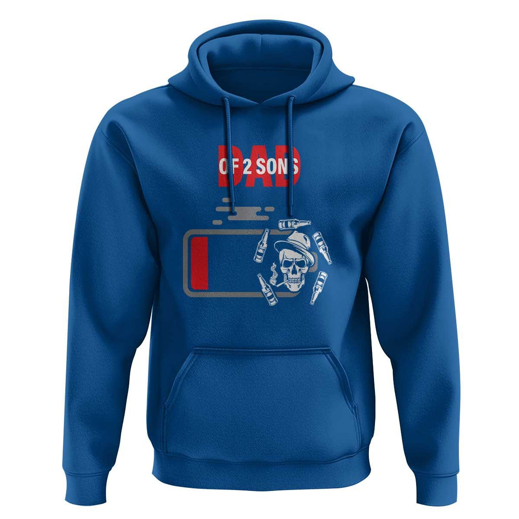 Dad Of Two Sons Hoodie Dad Of Two Sons Funny Skeleton Low Battery Father's Day TS11 Royal Blue Print Your Wear
