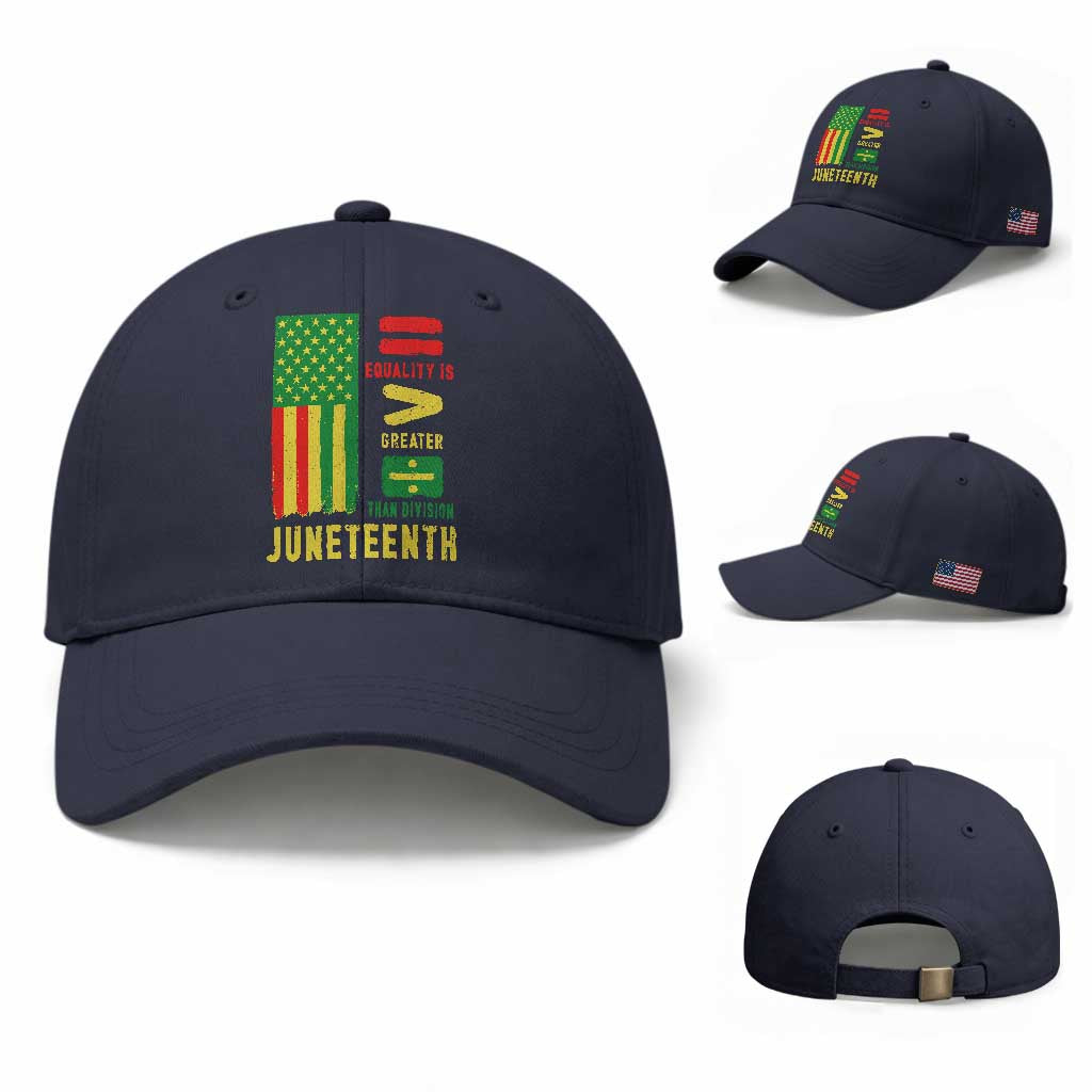 Juneteenth Equality Is Greater Than Division Baseball Cap Juneteenth American Flag
