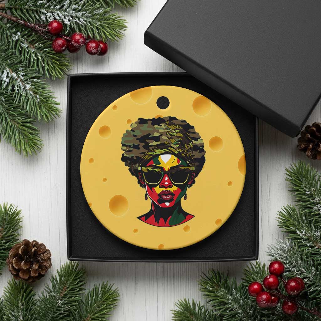 Camo African American Women Juneteenth Celebrating Black Freedom Day Ceramic Ornament TS11 1pc Yellow Cheese Print Your Wear