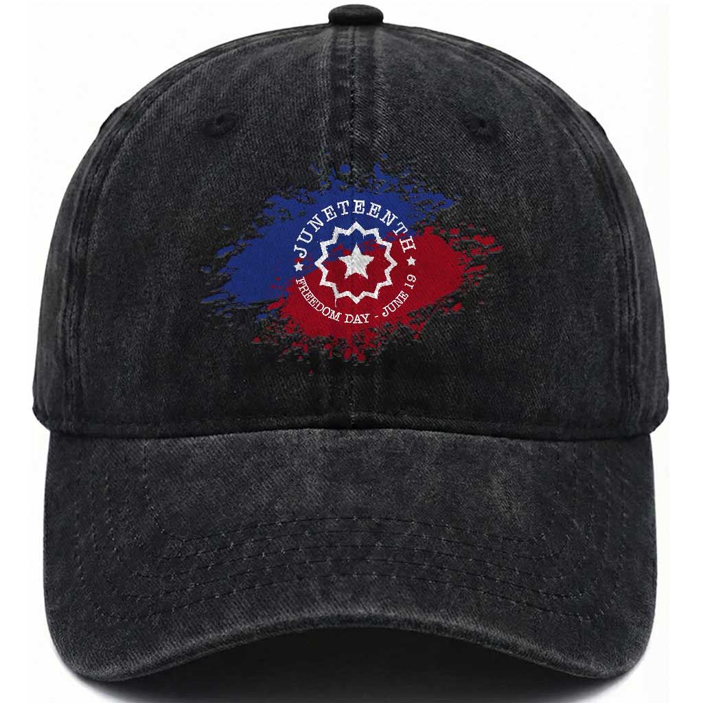 Juneteenth Freedom Day June 19 1865 Washed Cotton Baseball Cap Juneteenth Flag