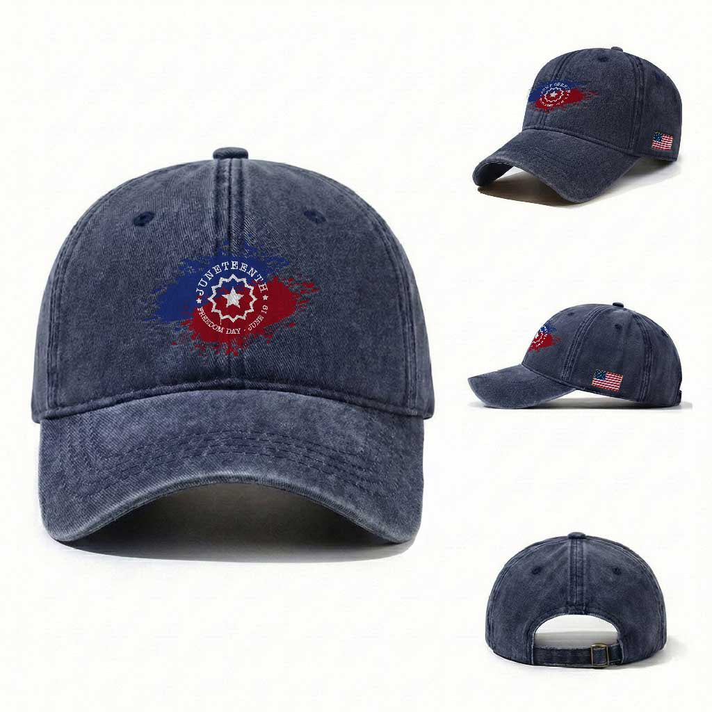 Juneteenth Freedom Day June 19 1865 Washed Cotton Baseball Cap Juneteenth Flag