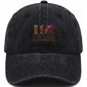 19th June Juneteenth Freedom Day Washed Cotton Baseball Cap Juneteenth Flag