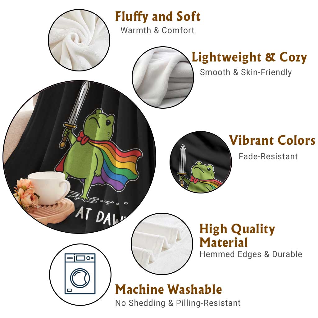 We Pride At Dawn Throw Blanket Funny LGBT Frog Rainbow Pride Month TS11 Print Your Wear