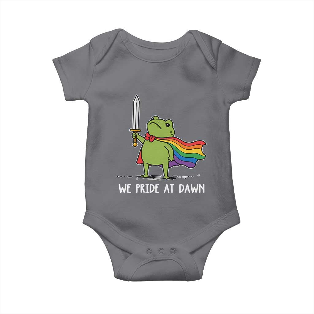 We Pride At Dawn Baby Onesie Funny LGBT Frog Rainbow Pride Month TS11 Charcoal Print Your Wear