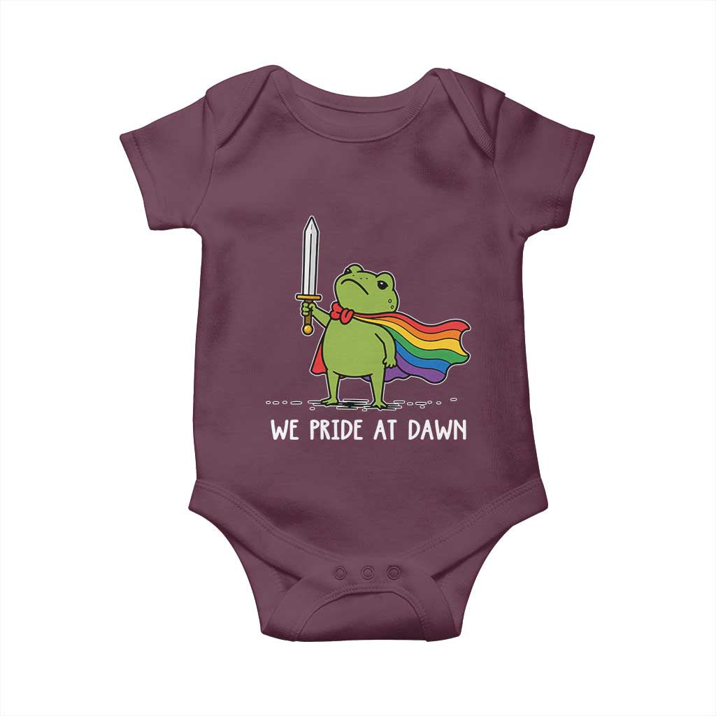 We Pride At Dawn Baby Onesie Funny LGBT Frog Rainbow Pride Month TS11 Maroon Print Your Wear