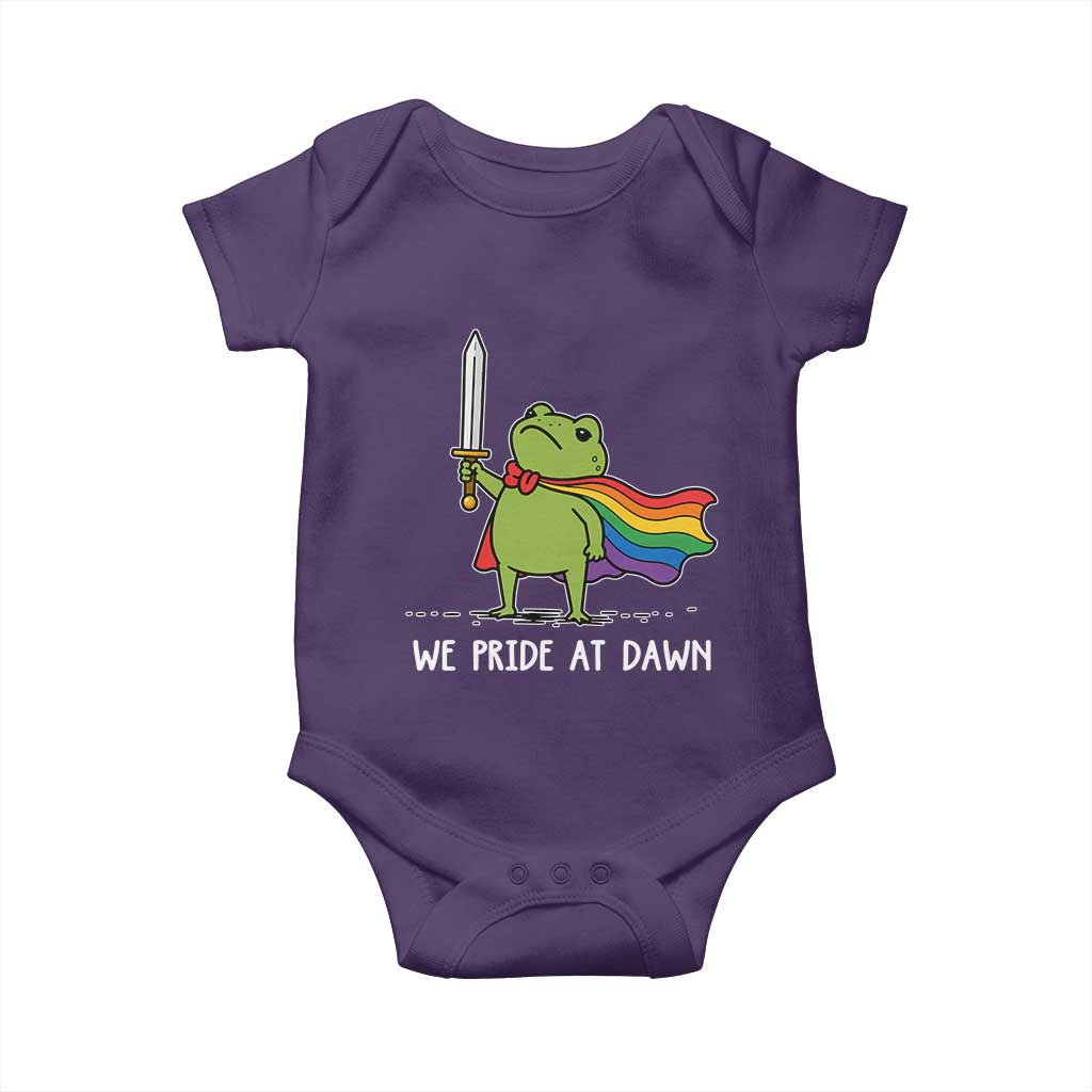 We Pride At Dawn Baby Onesie Funny LGBT Frog Rainbow Pride Month TS11 Purple Print Your Wear