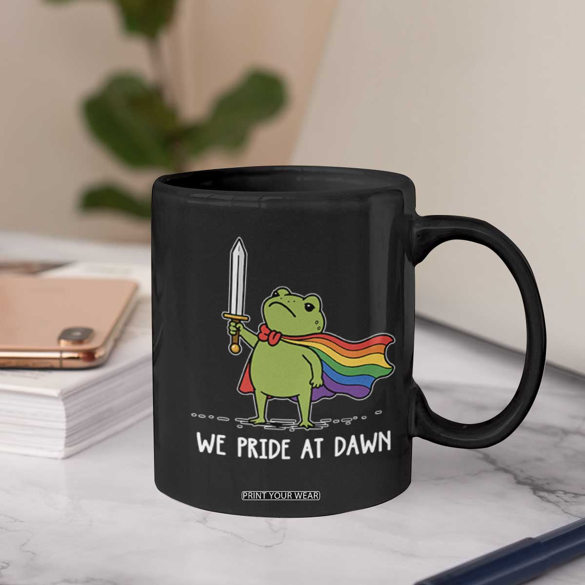 We Pride At Dawn Coffee Mug Funny LGBT Frog Rainbow Pride Month TS11 Print Your Wear
