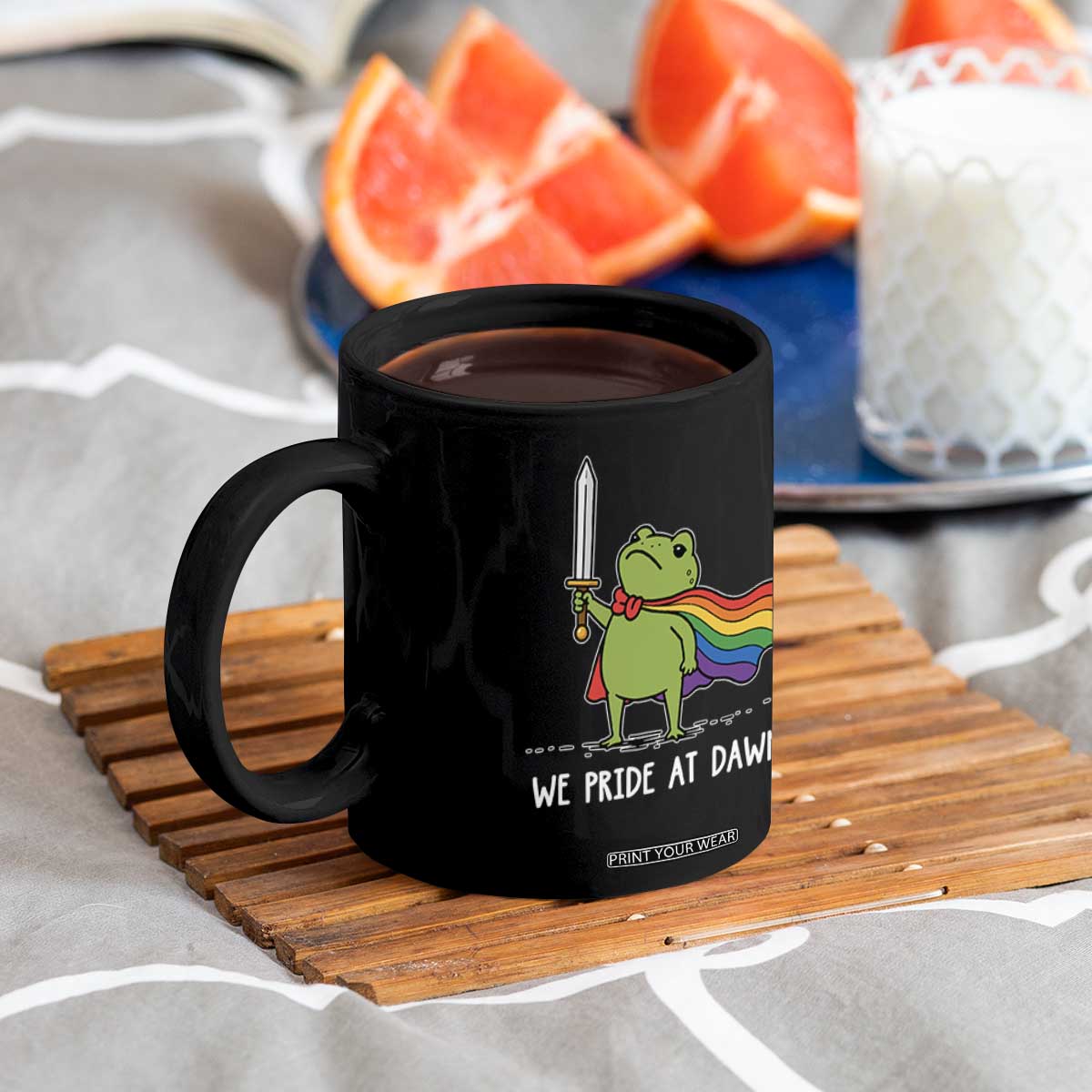 We Pride At Dawn Coffee Mug Funny LGBT Frog Rainbow Pride Month TS11 Print Your Wear