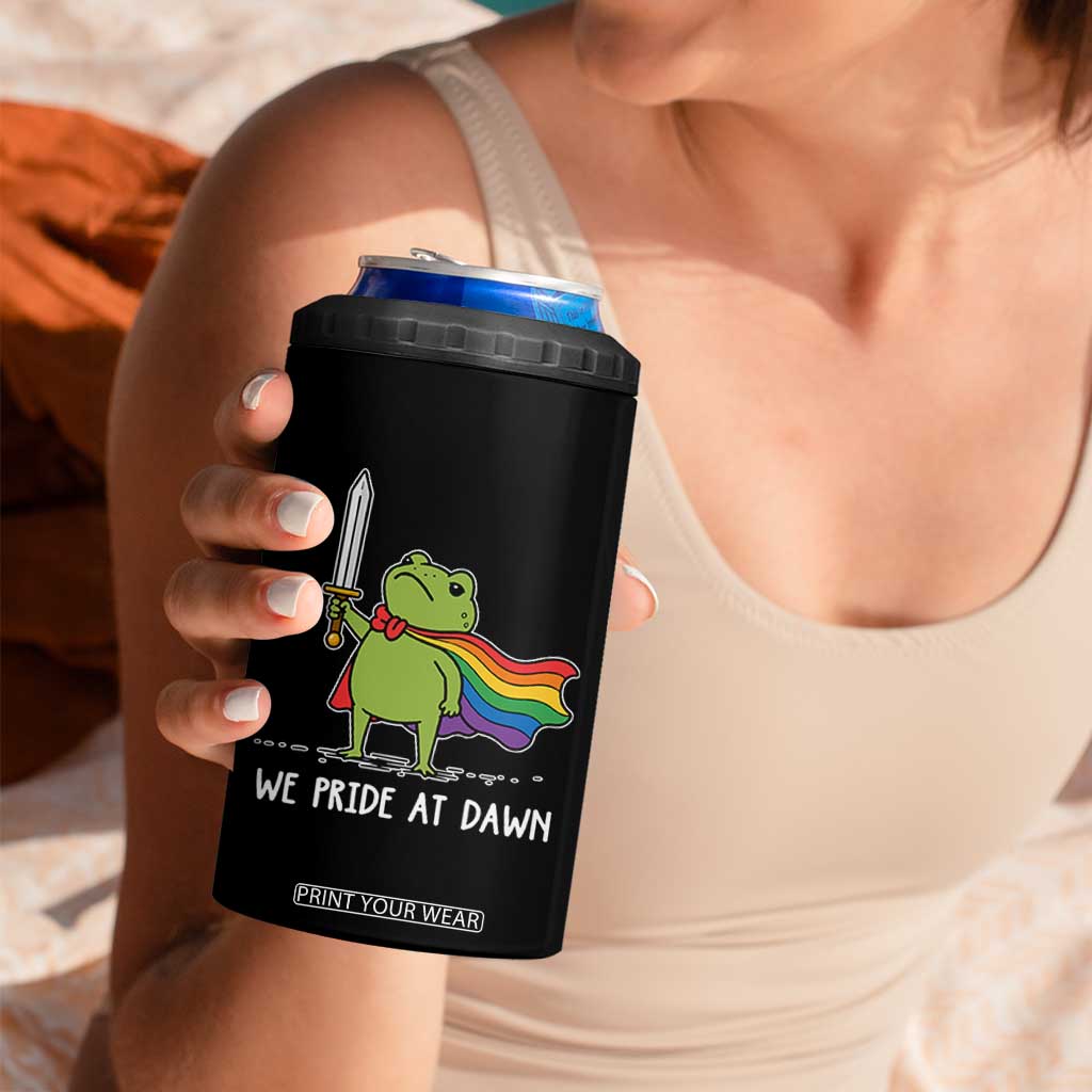 We Pride At Dawn 4 in 1 Can Cooler Tumbler Funny LGBT Frog Rainbow Pride Month TS11 Print Your Wear