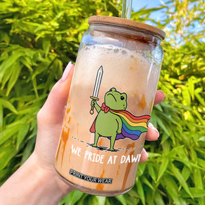 We Pride At Dawn Glass Can Funny LGBT Frog Rainbow Pride Month TS11 Black Print Your Wear