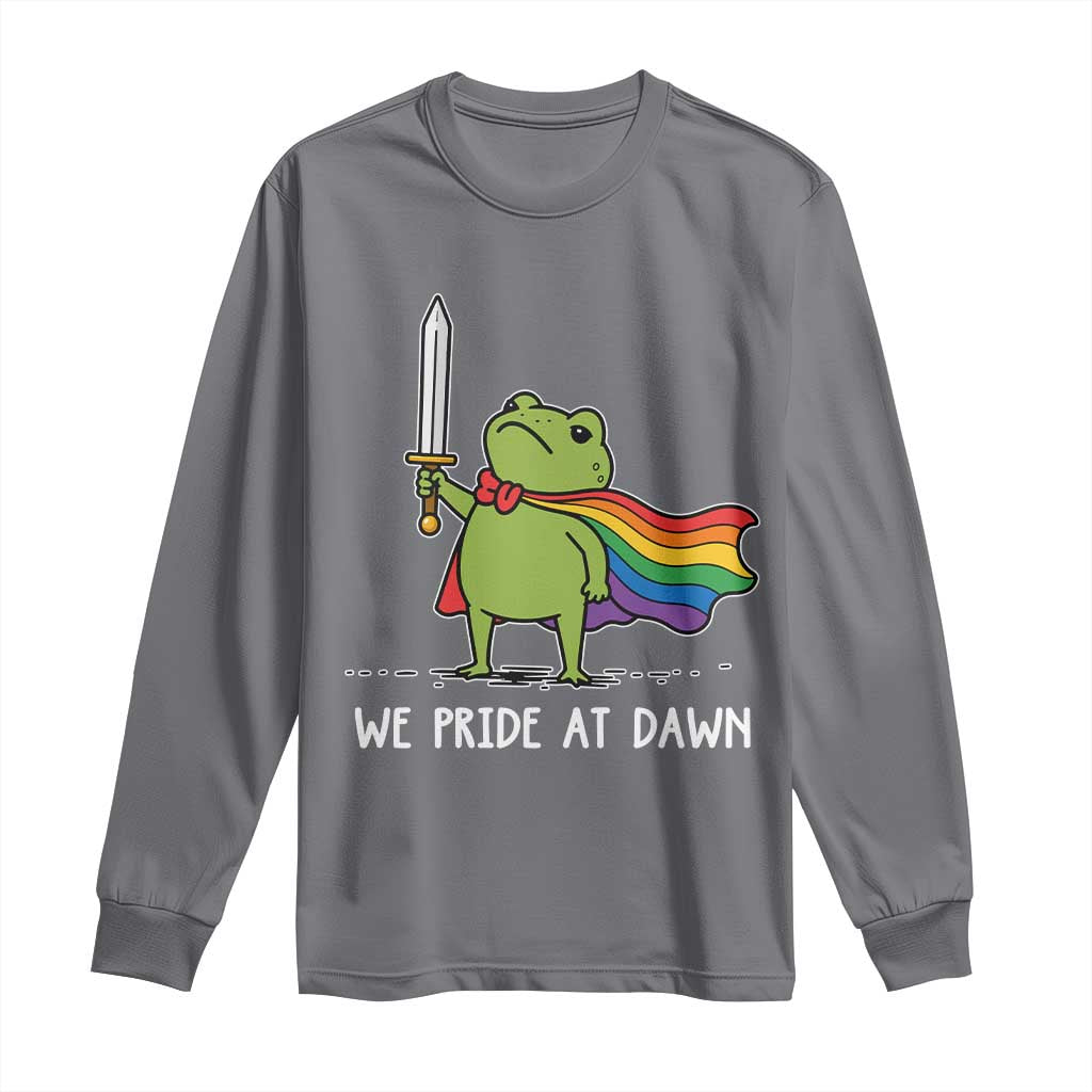 We Pride At Dawn Long Sleeve Shirt Funny LGBT Frog Rainbow Pride Month TS11 Charcoal Print Your Wear