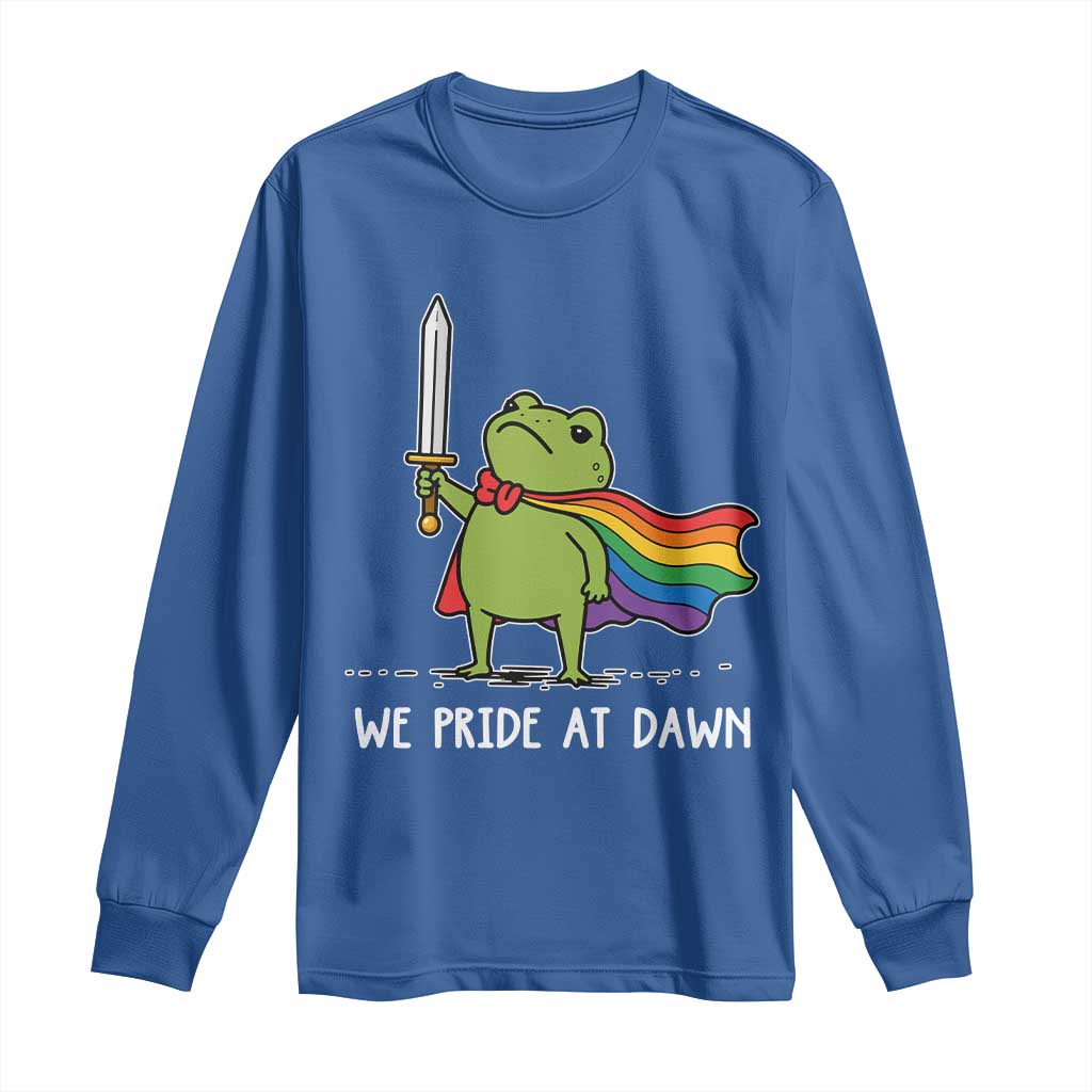We Pride At Dawn Long Sleeve Shirt Funny LGBT Frog Rainbow Pride Month TS11 Royal Blue Print Your Wear