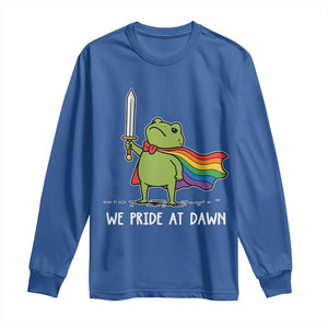We Pride At Dawn Long Sleeve Shirt Funny LGBT Frog Rainbow Pride Month TS11 Royal Blue Print Your Wear