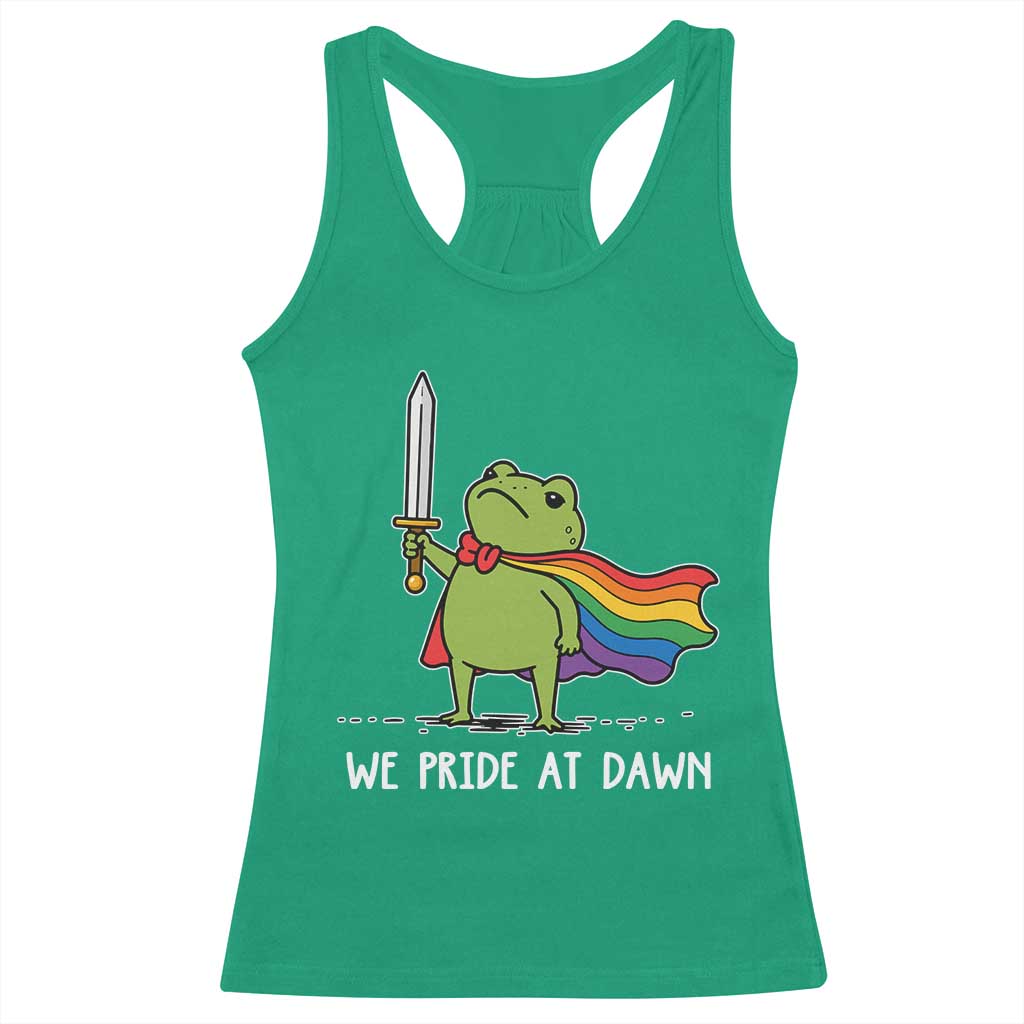 We Pride At Dawn Racerback Tank Top Funny LGBT Frog Rainbow Pride Month TS11 Irish Green Print Your Wear
