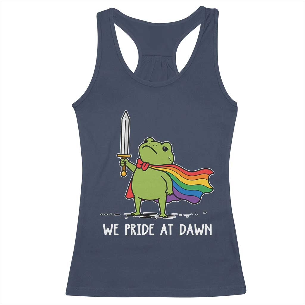 We Pride At Dawn Racerback Tank Top Funny LGBT Frog Rainbow Pride Month TS11 Navy Print Your Wear