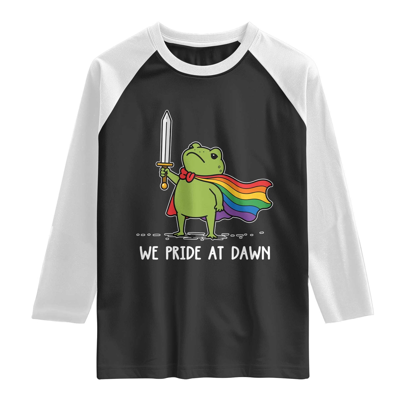 We Pride At Dawn Raglan Shirt Funny LGBT Frog Rainbow Pride Month TS11 Black White Print Your Wear