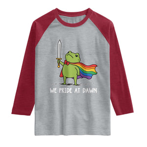 We Pride At Dawn Raglan Shirt Funny LGBT Frog Rainbow Pride Month TS11 Heather Gray Heather Red Print Your Wear