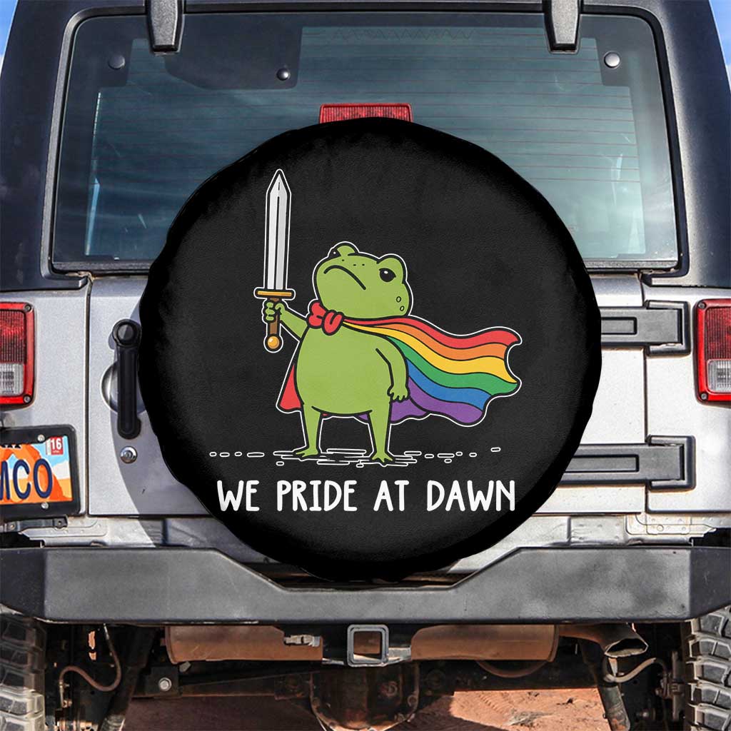 We Pride At Dawn Spare Tire Cover Funny LGBT Frog Rainbow Pride Month TS11 No hole Black Print Your Wear