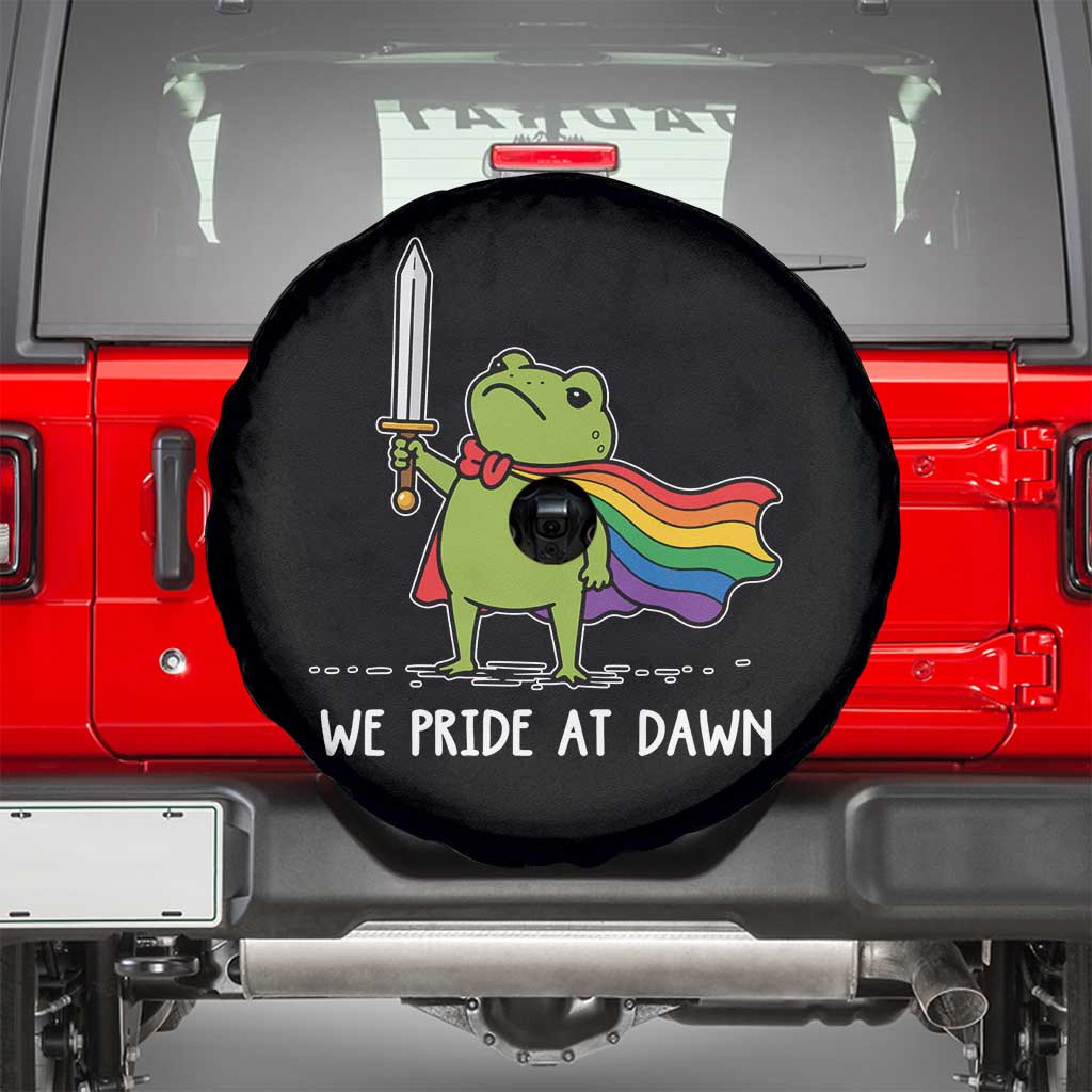 We Pride At Dawn Spare Tire Cover Funny LGBT Frog Rainbow Pride Month TS11 Black Print Your Wear