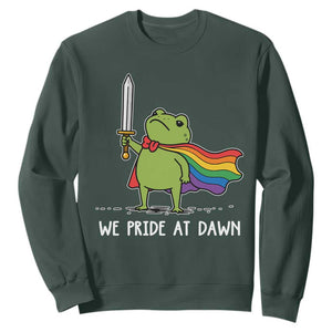 We Pride At Dawn Sweatshirt Funny LGBT Frog Rainbow Pride Month TS11 Dark Forest Green Print Your Wear