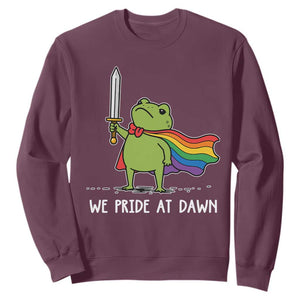 We Pride At Dawn Sweatshirt Funny LGBT Frog Rainbow Pride Month TS11 Maroon Print Your Wear