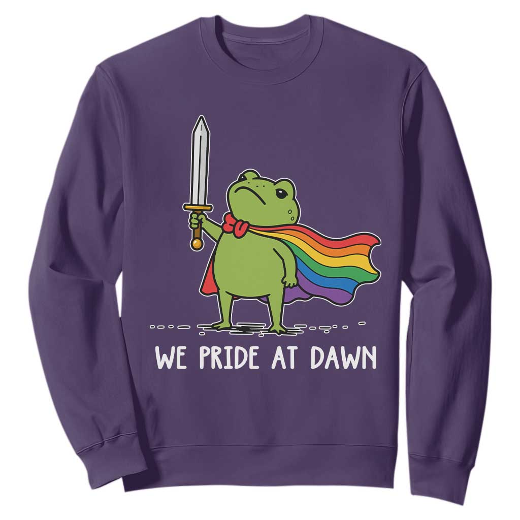 We Pride At Dawn Sweatshirt Funny LGBT Frog Rainbow Pride Month TS11 Purple Print Your Wear