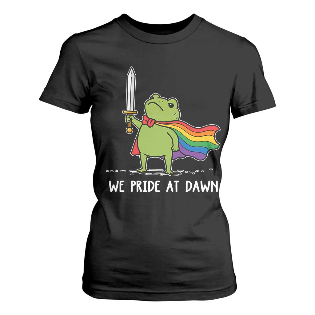 We Pride At Dawn T Shirt For Women Funny LGBT Frog Rainbow Pride Month TS11 Black Print Your Wear