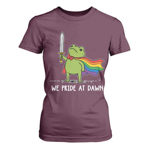 We Pride At Dawn T Shirt For Women Funny LGBT Frog Rainbow Pride Month TS11 Maroon Print Your Wear