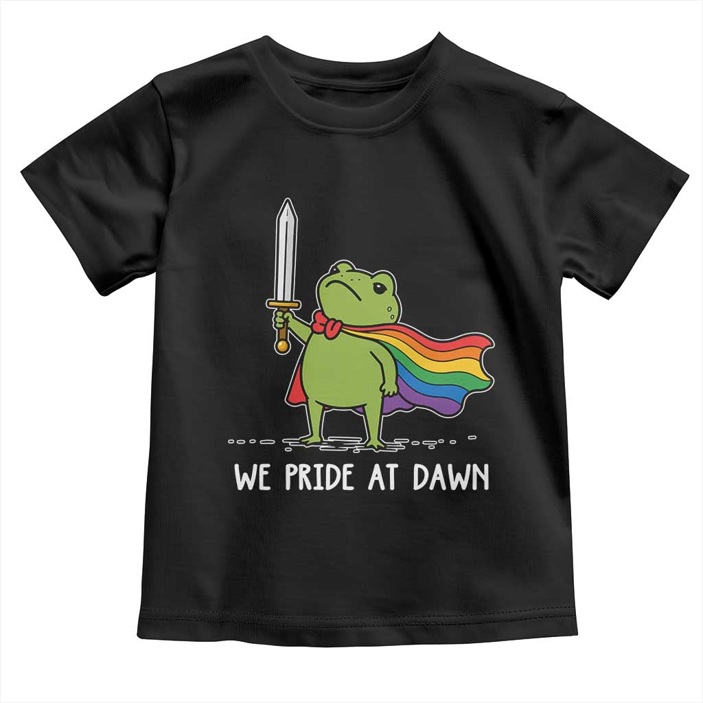 We Pride At Dawn Toddler T Shirt Funny LGBT Frog Rainbow Pride Month TS11 Black Print Your Wear